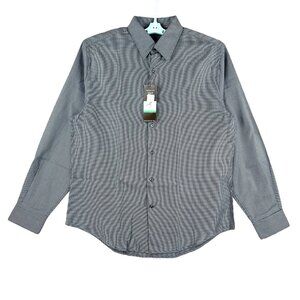 Perry Ellis Men's Black Grey Long Sleeve Shirt Size Large Regular Fit Button NWT